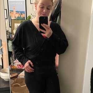 Black V Neck Activewear Sweatshirt